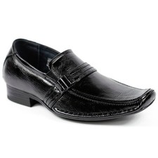 Black Boy's Kids Slip On Loafers Dress Classic Shoes w/ Leather Lining Conal