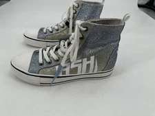 ASH Glover Glitter Above Sea Level High Top Sneakers Canvas White Rubber W40/9M