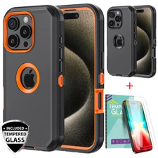 For iPhone 16 Pro Max/Pro/Plus Case Phone Cover Heavy Duty+Tempered Glass Screen
