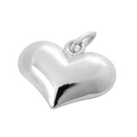 Breit 925 Sterlingsilber Geschwollenes Herz Charm AnhäNger