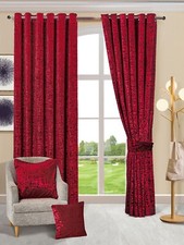 Plush Crushed Velour Faux Velvet  Eyelet Ring Top Luxary curtains Pair Curtains