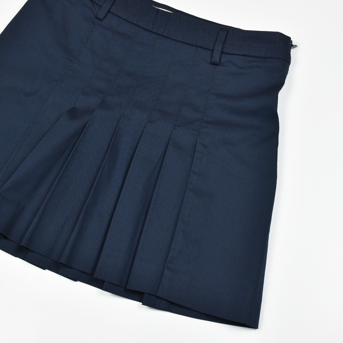 FRANKIE MORELLO Skirt A-Line Pleated Short Cotton Unlined Navy