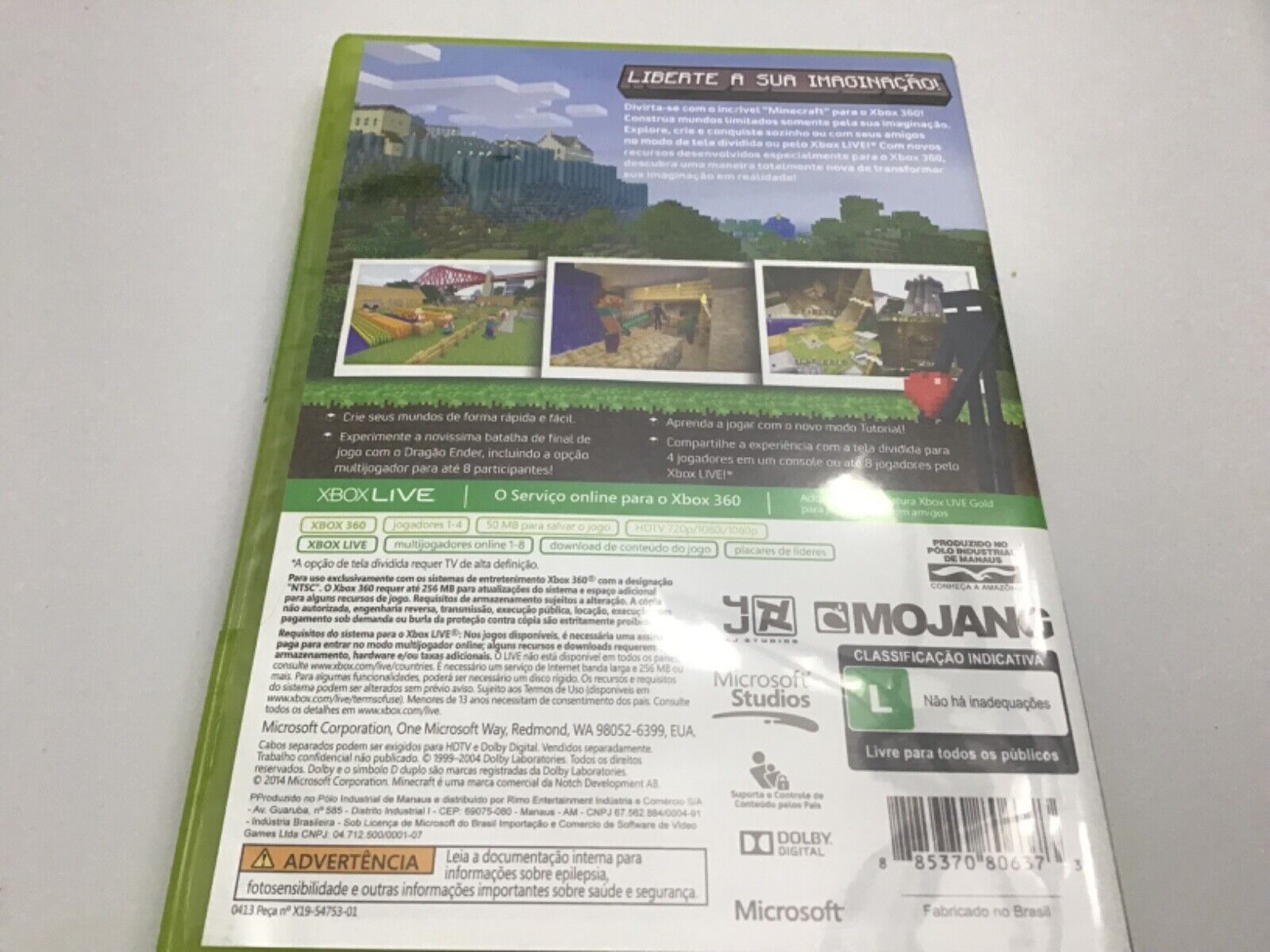 Minecraft Xbox 360 Edition (2013), in Portuguese, completely in Portugues  885370606508