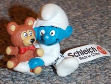 Vintage 1984 Smurfs Peyo Schleich Baby Smurf With Teddy Bear Figure New With Tag