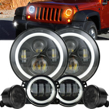 For Jeep Wrangler Jk Jku 07-17 7 Led Headlights Fog Turn Signals Combo Kits