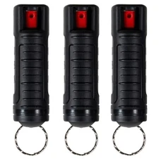 3 PACK Police Magnum pepper spray 1/2oz Black Molded Keychain Defense Security