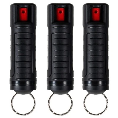 3 PACK Police Magnum pepper spray 1/2oz Black Molded Keychain Defense Security
