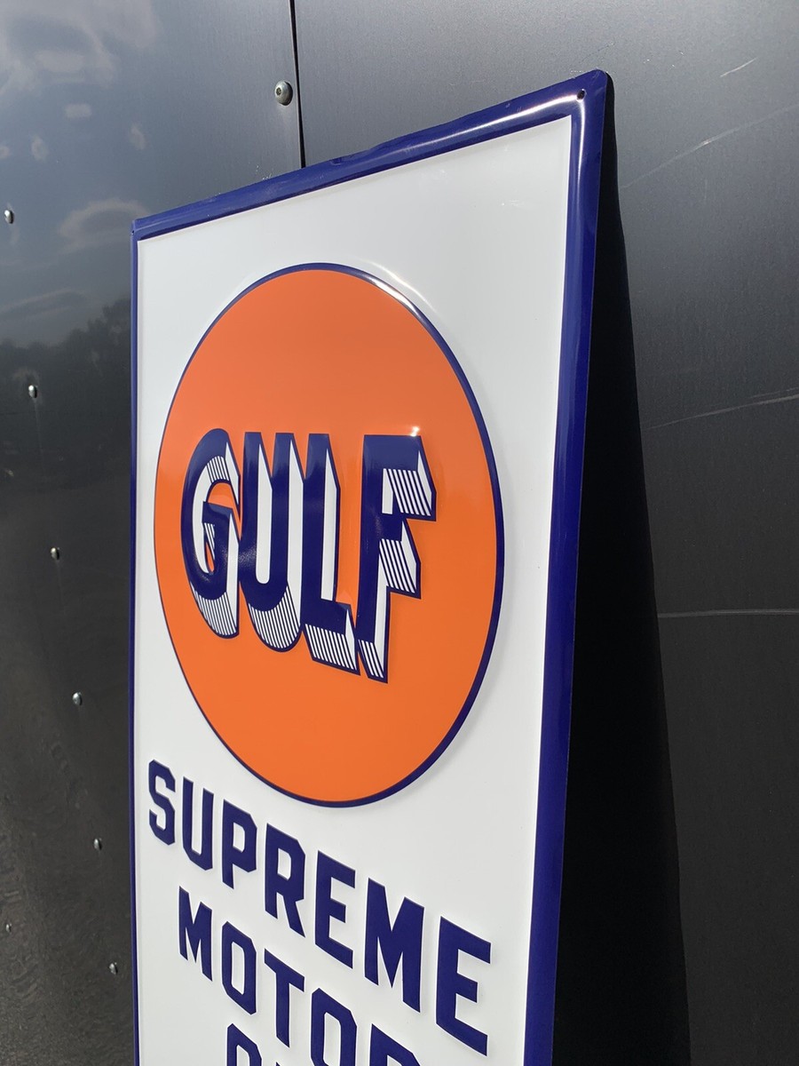 Gulf Supreme Motor Oil Metal Sign Gas Garage Vintage Style Wall