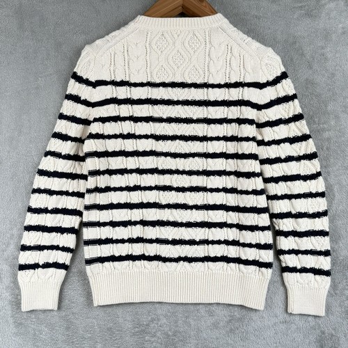 Crewcuts Cable Knit Sweater Boys 14 Preppy J.Crew 100% Cotton Striped Fisherman - Picture 2 of 10