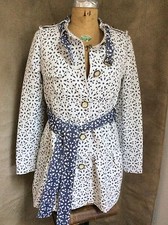 Eyelet Military Trench Jacket Coat Anthropologie Elevenses 4 6 White Blue Light