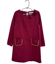 Hope & Henry Dress Girls Ponte Knit Riding Equestrian Solid Burgundy size 10