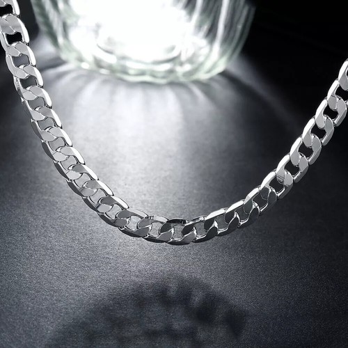 Nuova collana da uomo in argento sterling 925 larga 8 mm 16 ~ 24 pollici catena cordino cubano - Foto 23 di 24