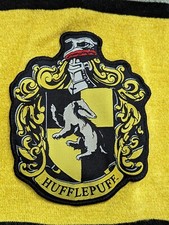 Harry Potter Scarf Hufflepuff Stripe Black Yellow Crest 7" Wide 70" Long