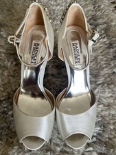 White Satin With Rhinestones Detailing Wedding Bridal Heel