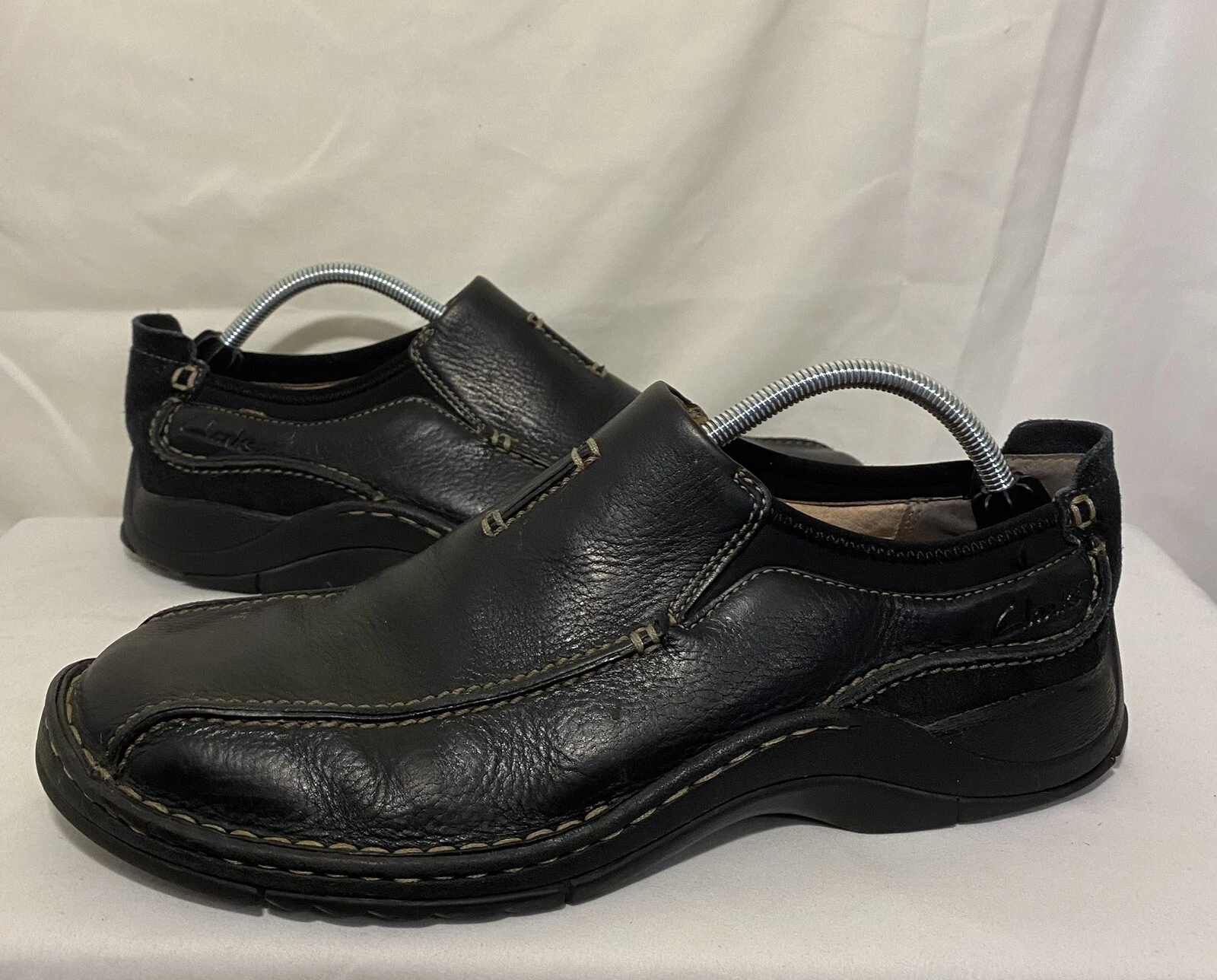 Mocassini slip on neri da uomo in pelle Clarks taglia 11 5 M