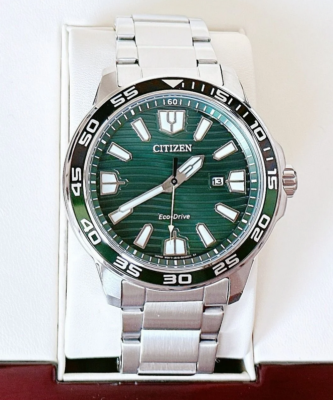 Citizen Eco-Drive Green Dial Date AW1701-56X Display Men's Watch