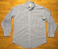 Brooks Brothers Men's Blue  Yellow Plaid Long Sleeve Dress Shirt - Size: 16 4/5