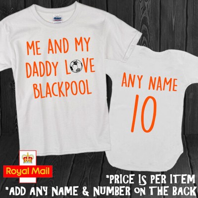 Blackpool Daddy Mummy Grandad Personalised Bodysuit Babygrow Romper Football