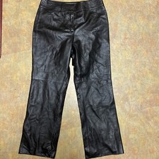Apostrophe Black Leather Pants Straight Leg Biker Womens Size 10