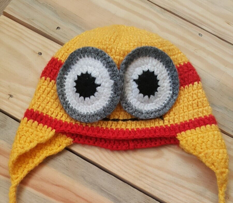 Kids Hand Knit Earflap Hats Baby Girls Boys Crochet Winter Striped Pilot Beanie image 3