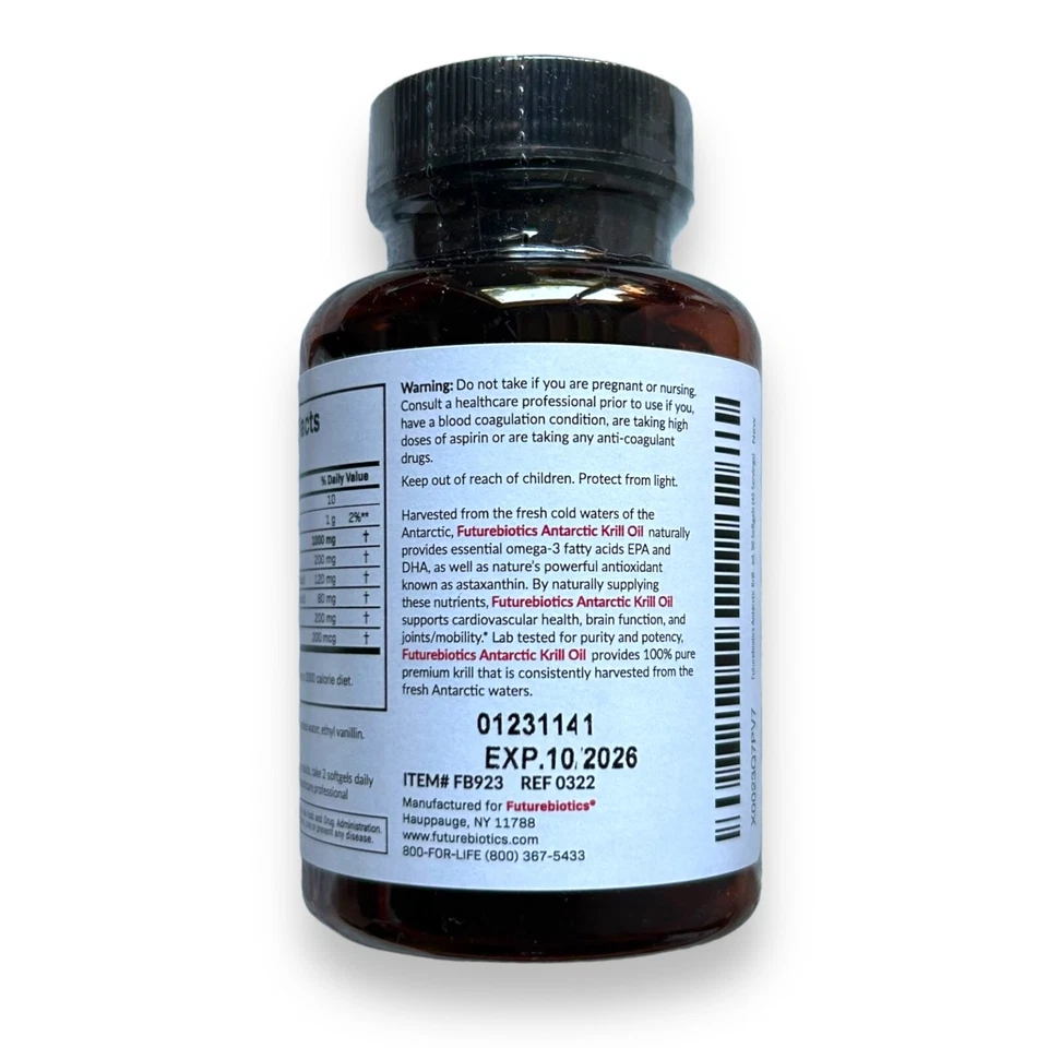 Aceite de Krill Antártico Futurebiotics 1000 mg con Omega-3 EPA DHA Astaxantina y... Foto 3 de 3