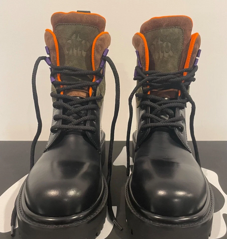 Botas de combate Altu by Altuzarra bloques de colores cuero negro multi gamuza nueva caja 39 Foto 3 de 4