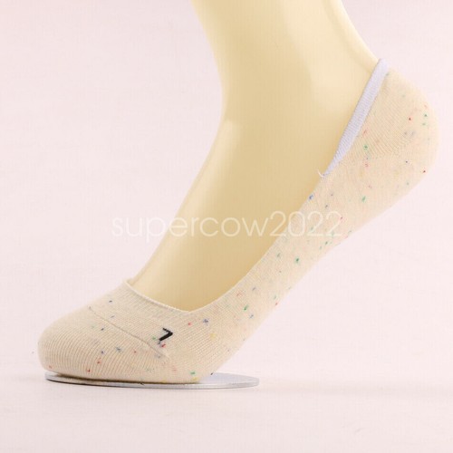 Women Girls Invisible Low Cut No Show Footlet Socks Cotton Boat Sock Non-slip - Picture 3 of 12