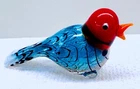 ART GLASS  FORMIA VETRO ARTICTICO RED HEAD FINCH MURANO BIRD DRIZZLE WING DETAIL