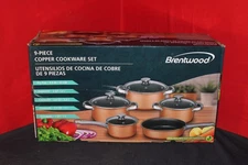 Brentwood BPS-309C 9pc Nonstick Copper-Clad Cookware Set w/Glass Lids AO4068951