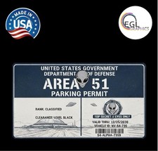 Area 51 License Sticker Permit Funny Decal Bumper Alien Ufo Conspiracy Space Usa