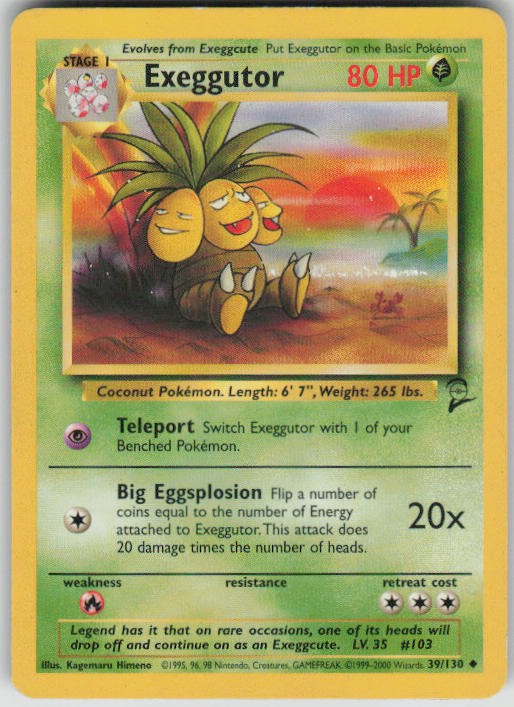 Pokemon TCG Exeggutor Uncommon Base Set 2 039/130
