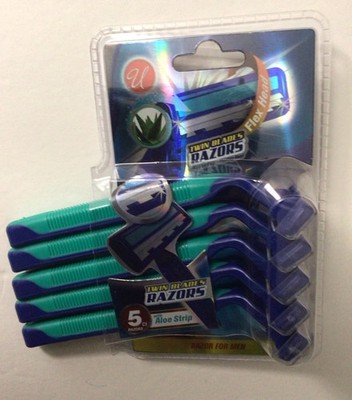 1 SET OF 5 PIECE TWIN BLADE RAZOR FOR MEN, WITH ALOE STRIP AND FLEX HEAD