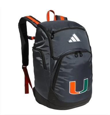 adidas backpack football Adidas Miami Hurricanes Football Team Issued 5 Star Team 2 Grey Backpack  IU8131