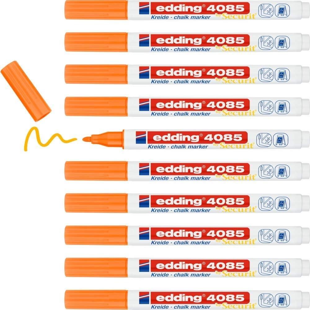 Marqueur craie edding 4085 orange fluo pour écrire sans poussière sur tableau