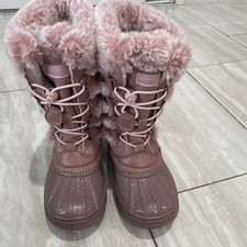 London Fog Collection Kids Pink Faux Fur Lined Lace-Up Mid-Calf Snow Boots 3