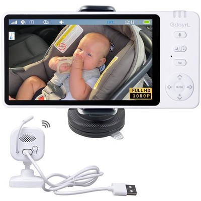 GdoyrL Wireless Baby Car Camera with 5-inch HD 1080P IPS, USB-Powered 360°
