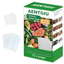 AENTGIU 300-Count Food Vacuum Sealer Bags 8 x 12 inch, Thick BPA-Free Sous Vi...