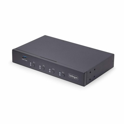 StarTech 4-Port KM Switch with Mouse Roaming, USB Switch for Keyboard/Mouse, 3.5