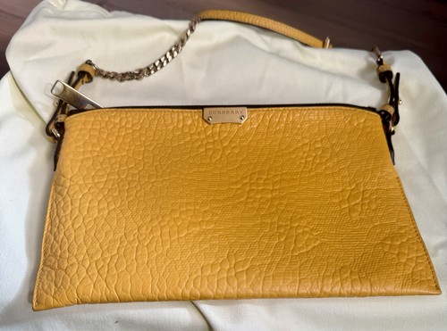 Authentic beautiful vibrant  yellow Burberry Python Fuchsia Clutch/Crossbody bag