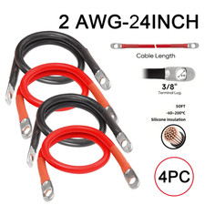 4 AWG 24 in, 2 AWG 24 in Battery Cable,Battery Inverter Cables Set for Car, 4Pcs