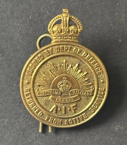Original WW1 Australian Military Forces Returned  From Active Service Badge