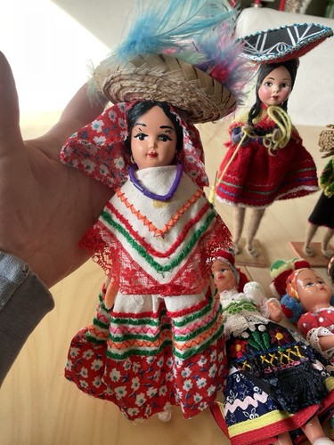 Vintage Lot Of 7 International Dolls travel souvenir collection folk ethnic art - Photo 4/9