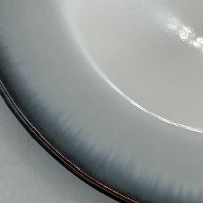 4 Sango Nova Avocado Salad Plate 7 7/8  Green Out White In Coupe Brown Trim 4936