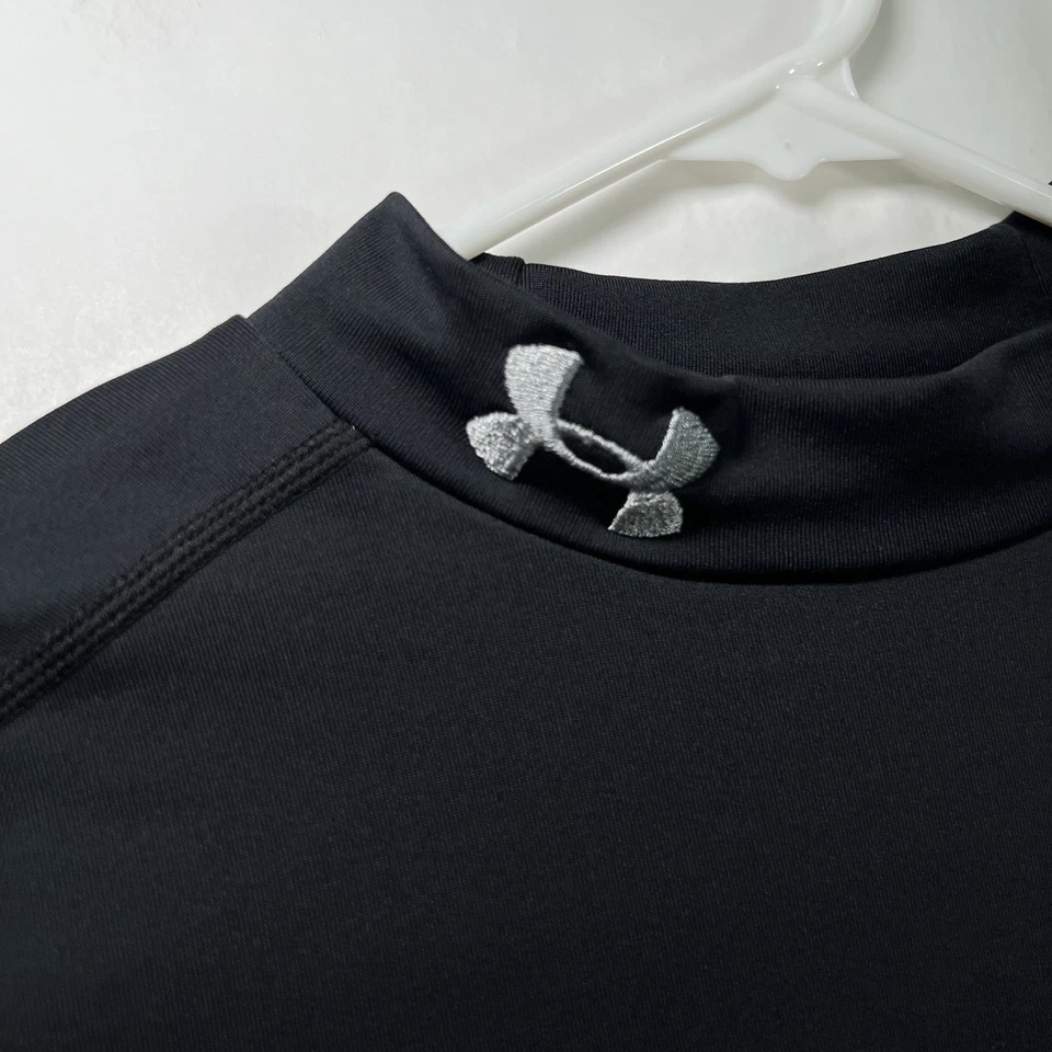 Under Armour Cold Gear Fitted Long Sleeve Mock Neck Shirt Youth Boys Large Black - Image 4 of 4