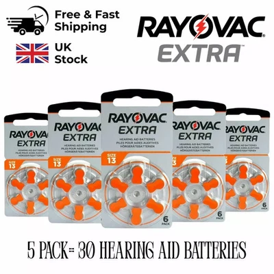 30x Rayovac Extra Size 13 Hearing Aid Batteries for Phonal Widex Oticon