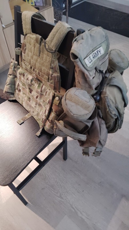 Tactical Plate Carrier Vest Set 2pc MOLLE Adjustable Nylon Multicolor Camo