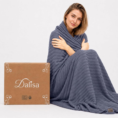 Organic Cotton Knit Throw Blanket, Grey-Blue, 60x80, Eco-Friendly Luxury