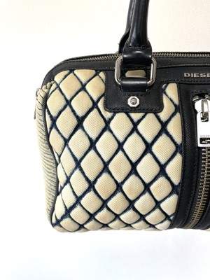 Vintage Diesel Handbag Shoulder Bag 2Way Boston Leather Beige
