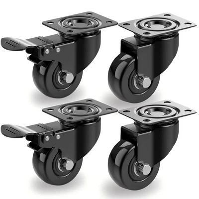 4 X Swivel Castor 50mm Heavy Duty Wheels Trolley Furniture Casters PU 200kg