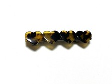 Vintage Japan Hair Barrette Amber Brown Hearts 7.5cm Tortoiseshell Style